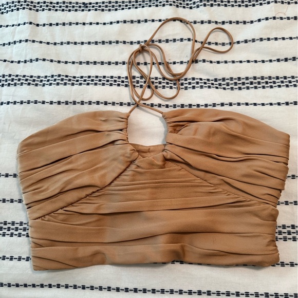 NWT ZARA Nude Halter Crop Top - Picture 3 of 6